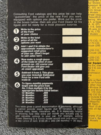 1969 Ford Range Price Estimator Brochure Mustang, Cortina, Falcon, Fairlane