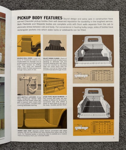 1966 Chevrolet Pickup Brochure C10, C20, C30, K10, K20 Fleetside, Stepside - Image 3