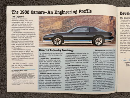 1982 Chevrolet Camaro Technical Brochure - Image 2