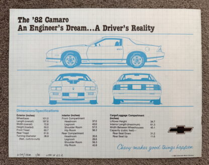 1982 Chevrolet Camaro Technical Brochure - Image 11