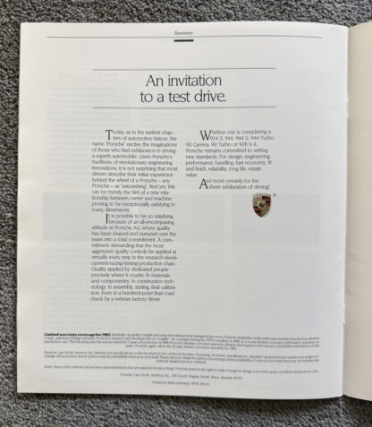 1987 Porsche Range Brochure, 924, 944, 911 928 - Image 14