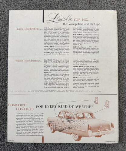 1952 Lincoln Cosmopolitan, Capri Brochure - Image 11
