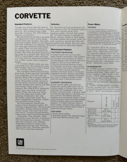 1973 Chevrolet Corvette Brochure - Image 2