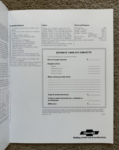 1973 Chevrolet Corvette Brochure - Image 3