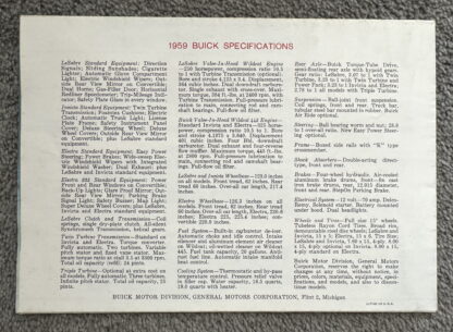 1959 Buick LeSabre, Invicta , Electra Range Brochure - Image 12