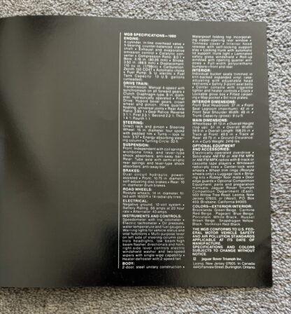1979 MG MGB Brochure - Image 10