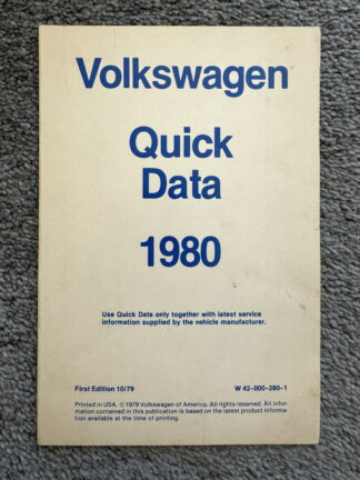 1980 Volkswagen Quick Data, Quick Check Brochures
