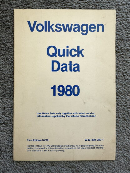 1980 Volkswagen Quick Data, Quick Check Brochures