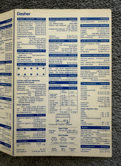 1980 Volkswagen Quick Data, Quick Check Brochures - Image 4