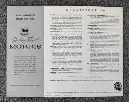1959 Morris Minor 1000 Brochure - Image 2