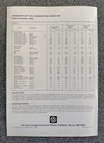 1977 British Leyland Jaguar Rover Triumph Brochure - Image 17